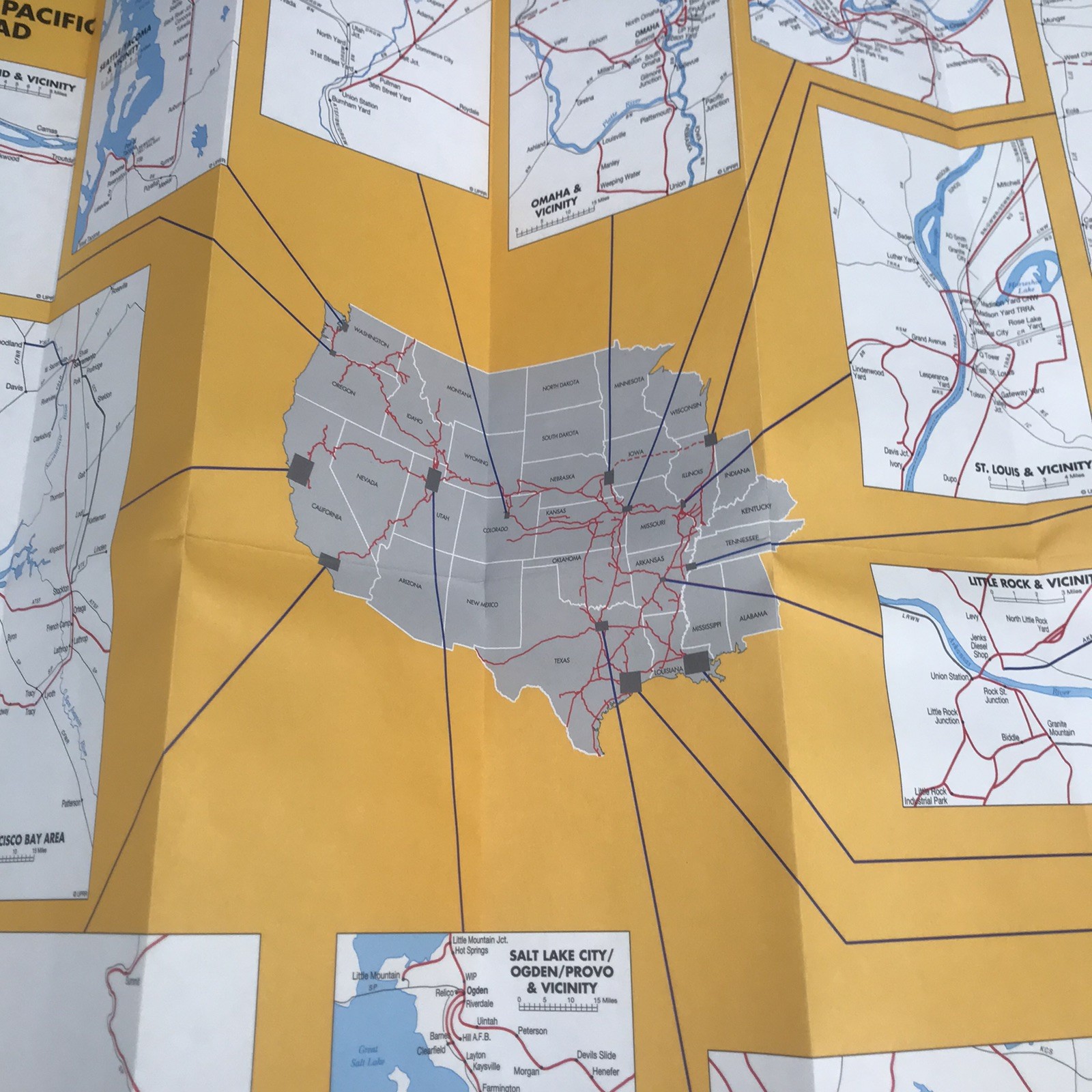 1994 Union Pacific Railroad USA Map System Route Rail Train VTG