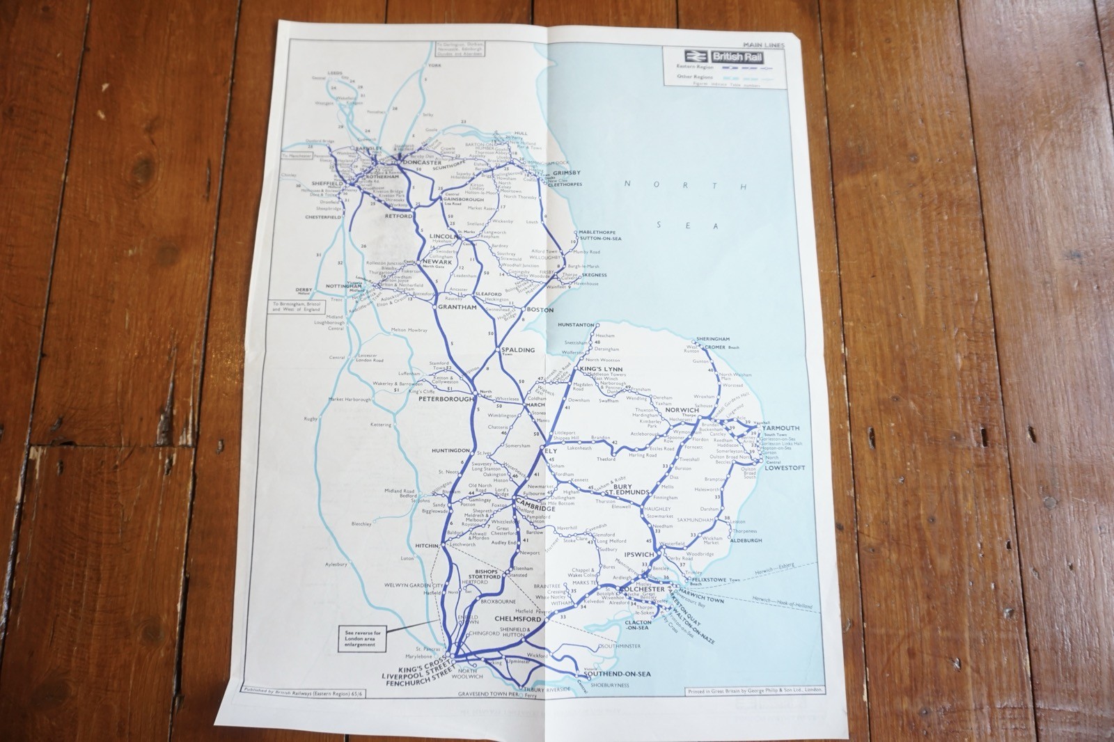 June 1965 Eastern Region British Rail Railway Map