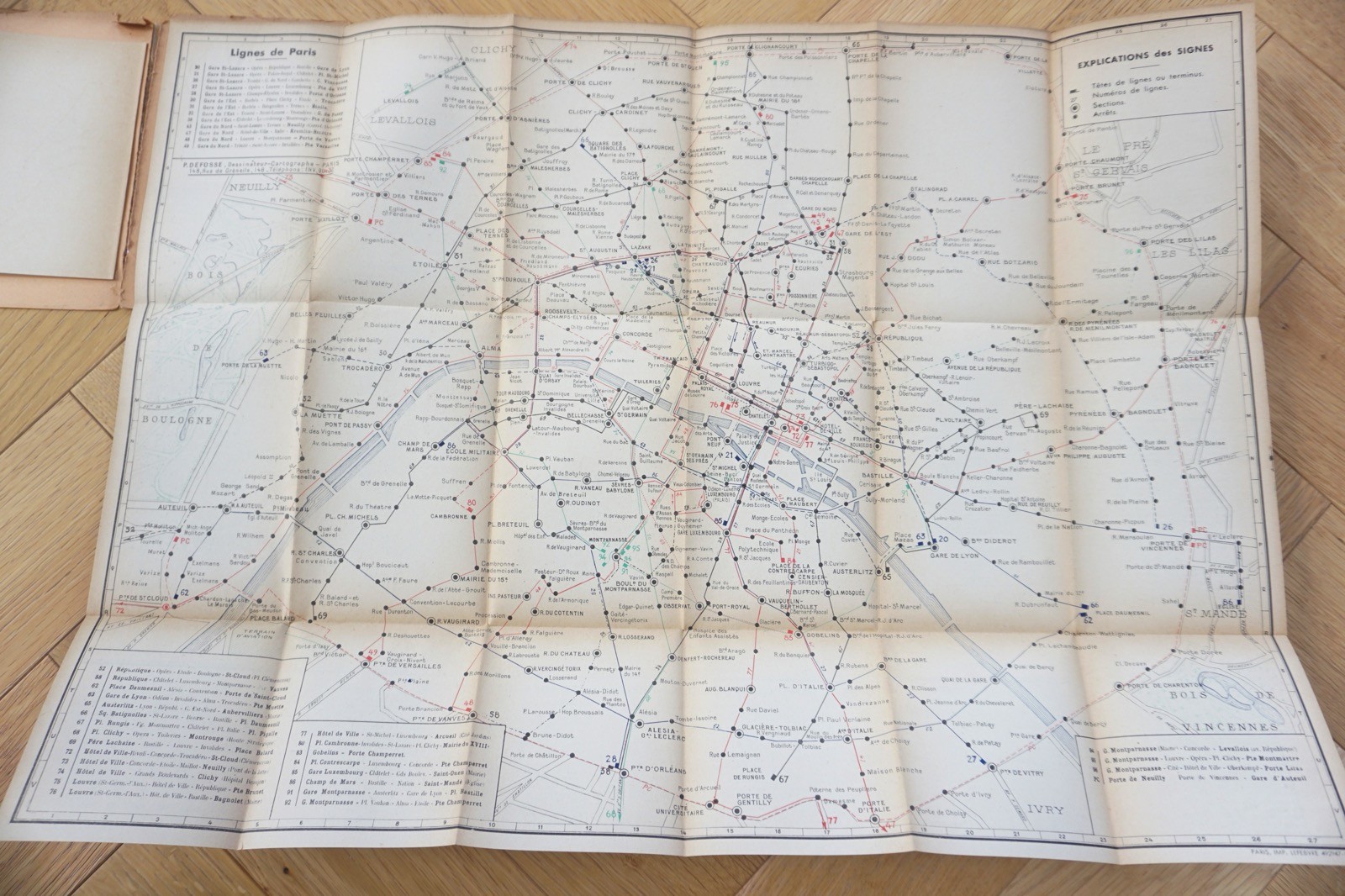 1949 Paris Autobus Metro Map Bus Railway Map France