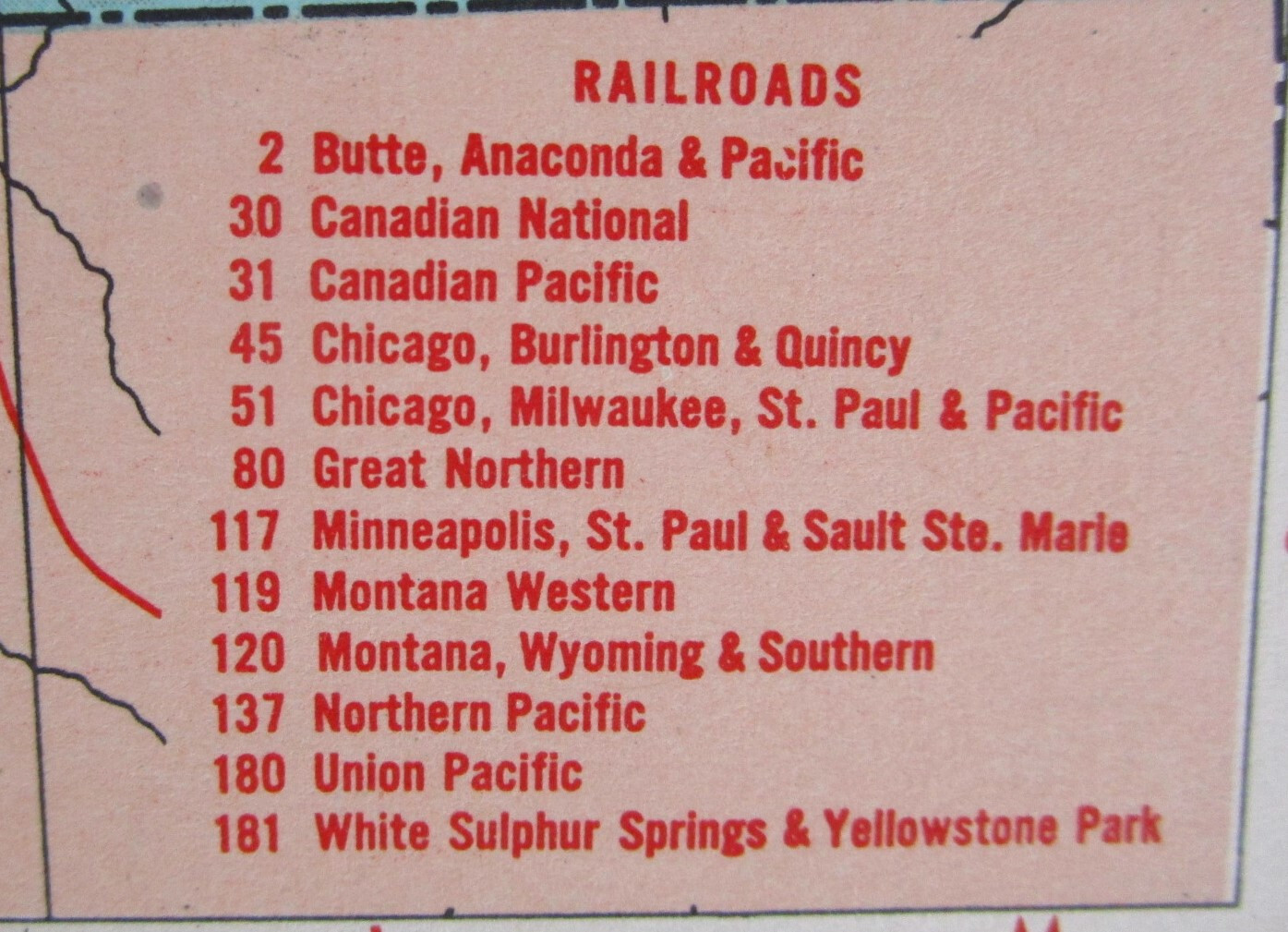 MT NE Mid Century 1950 MONTANA RAILROAD Map. ~or~ NEBRASKA