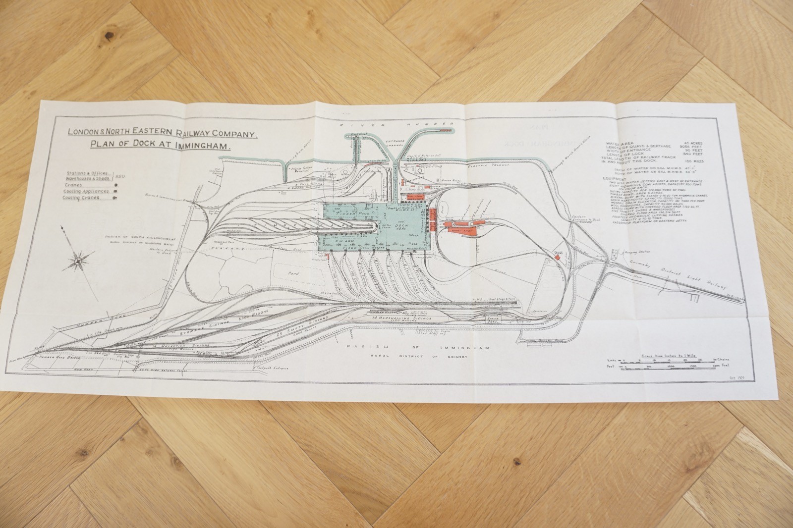 1929 LNER Immingham Docks Railway Plan Map