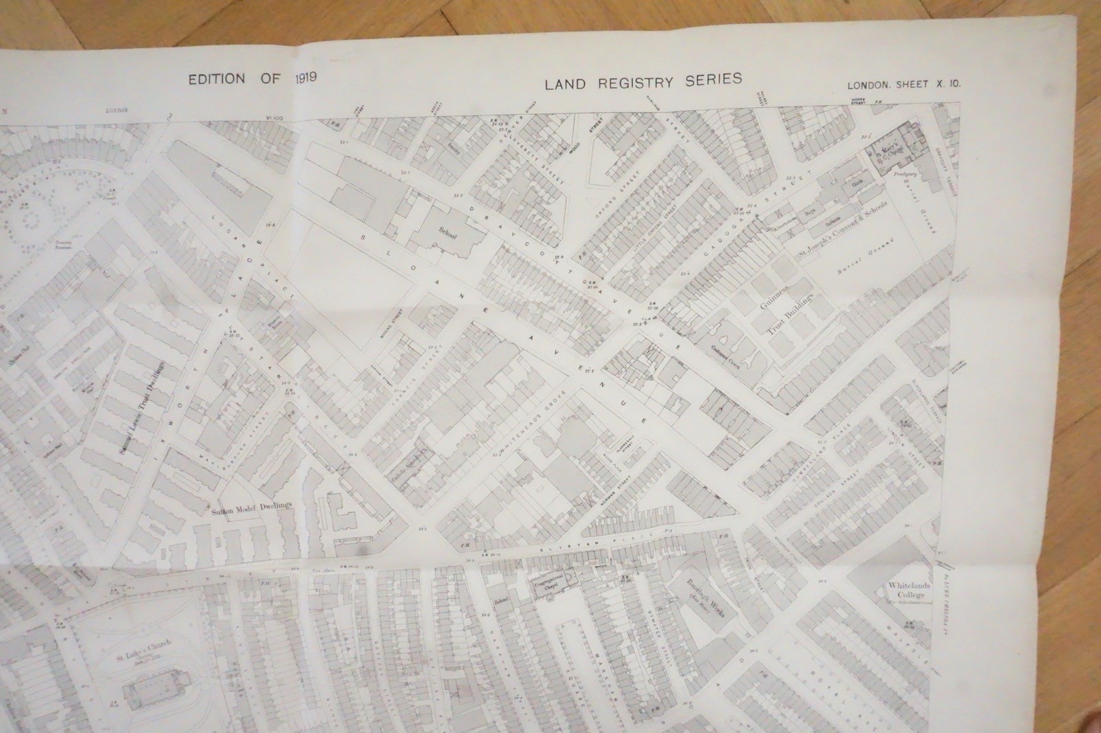 1919 Sutton Chelsea Brompton London Railway OS Railway Map **