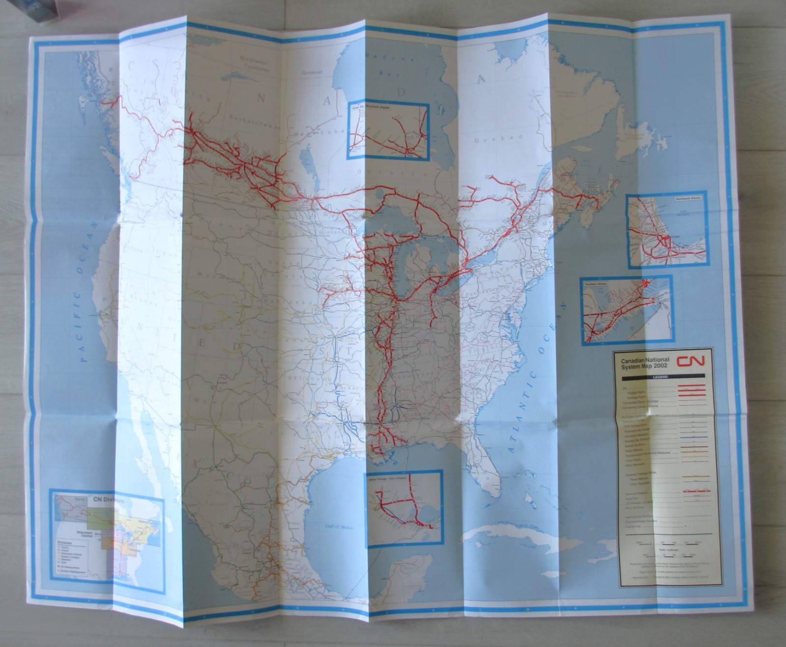 Vintage 2002 Canadian National Railway CN System Map Canada