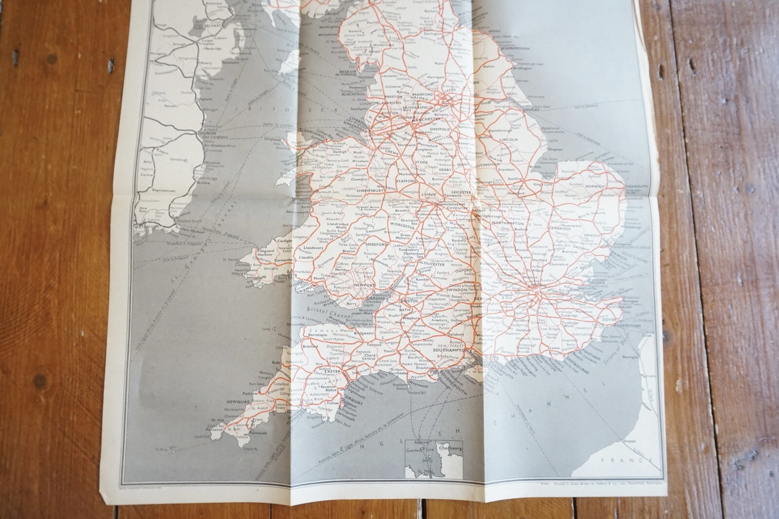 1956 British Rail London Midland Passenger Network Railway System Map VGC