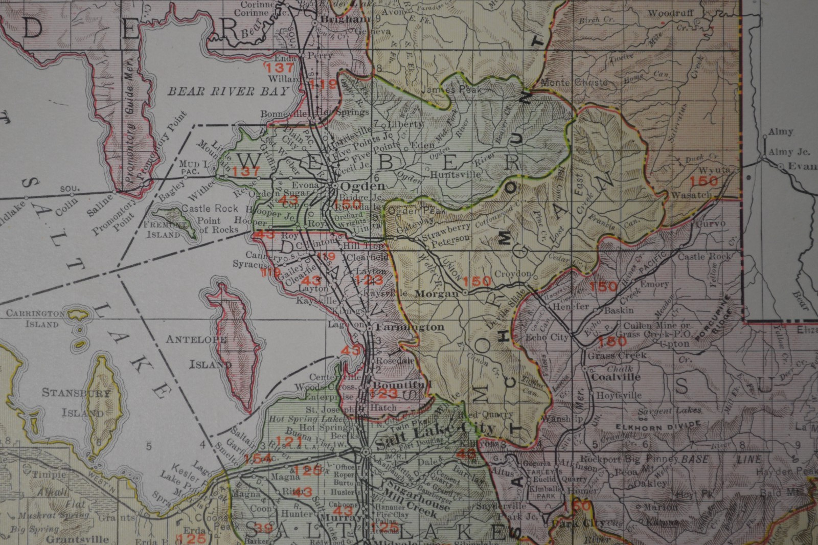 UTAH – 1912 – RAND-McNALLY NEW COMMERCIAL ATLAS – SHOWS RAILROADS