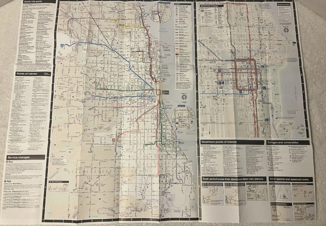 CHICAGO TRANSIT AUTHORITY (CTA) BUS and RAIL “L” MAP July 2024