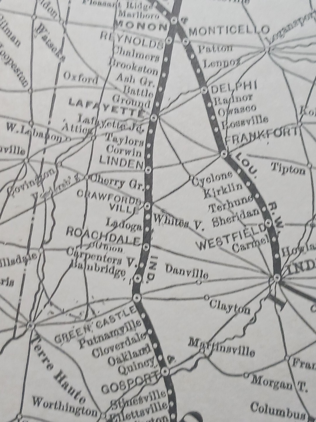 ~1898 Train Route Map CHICAGO INDIANAPOLIS & LOUISVILLE RAILWAY railroad station