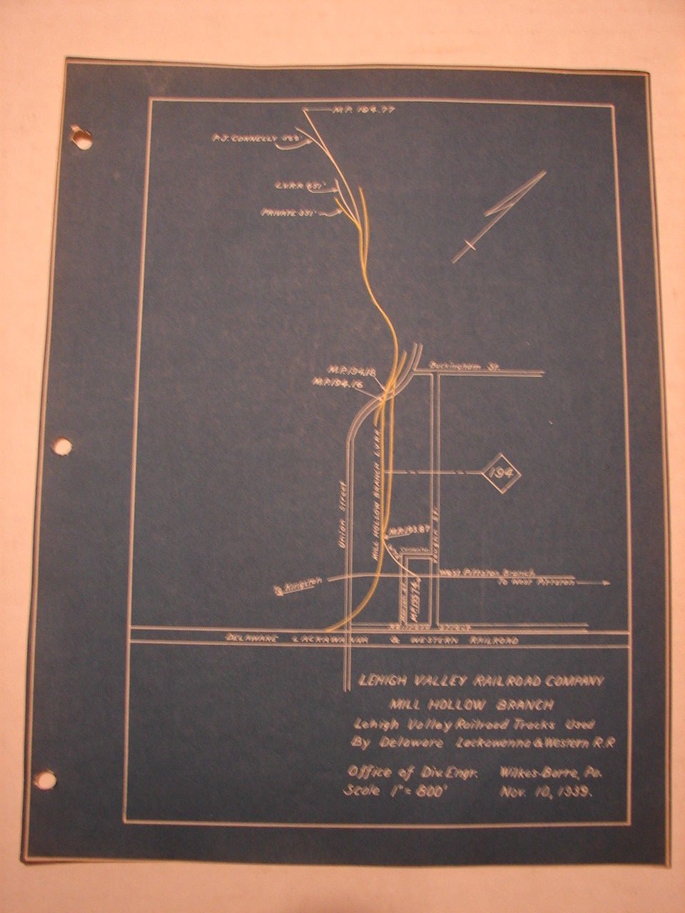 LVRR – Mill Hollow Branch Tracks Used By Delaware Lackawanna & Western RR 1939