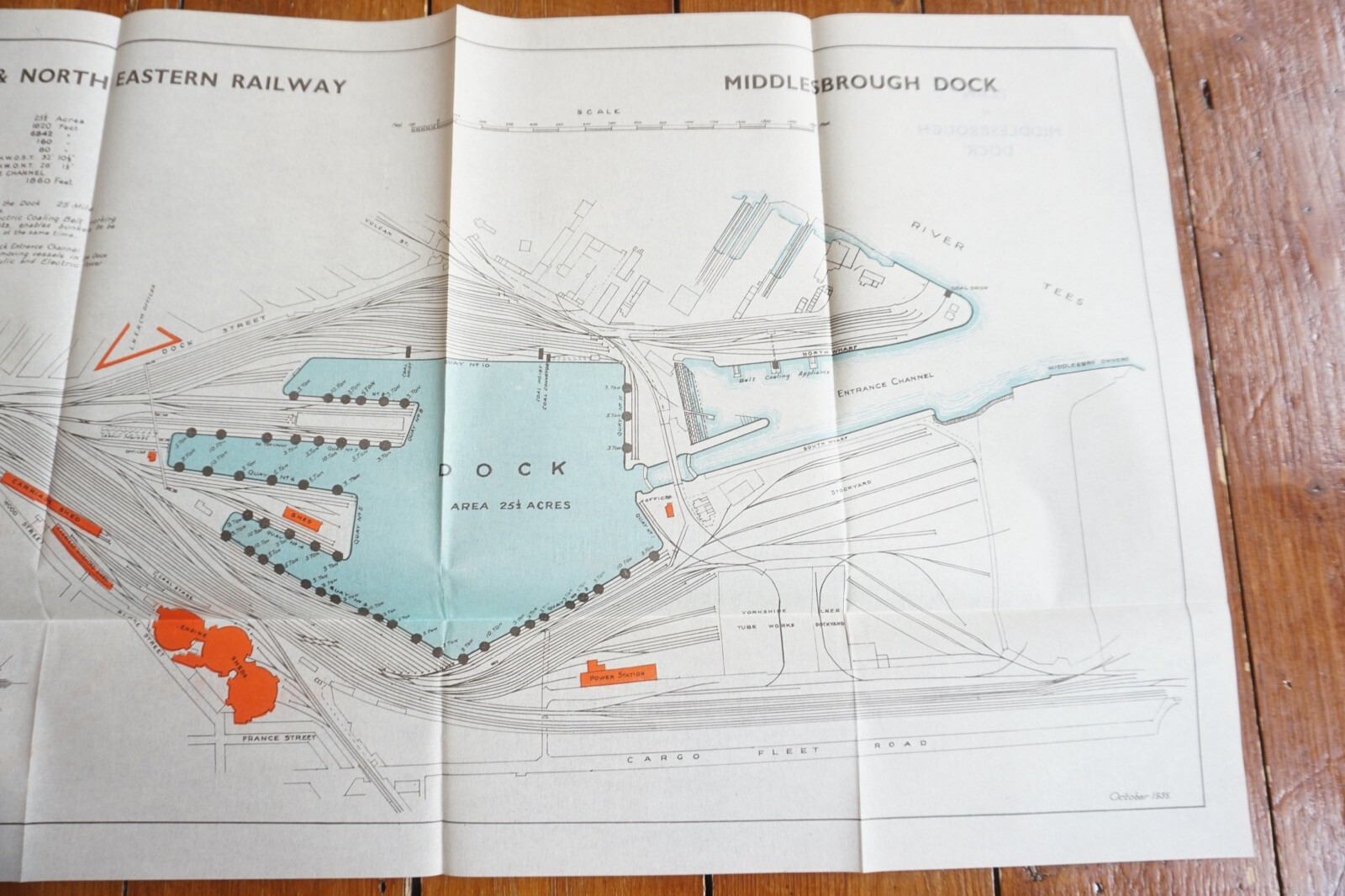 1935 LNER Middlesborough Docks Railway Plan Map