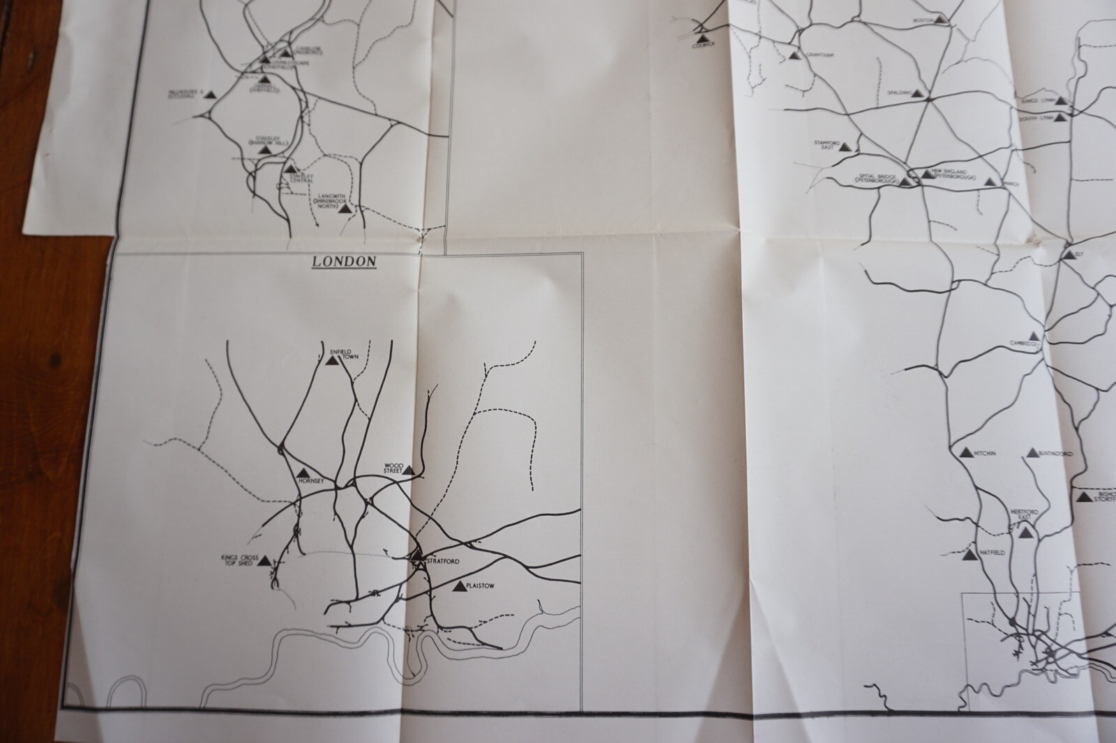 1958 Steam Motive Power Depots Open at 1958 Eastern Region Railway Map