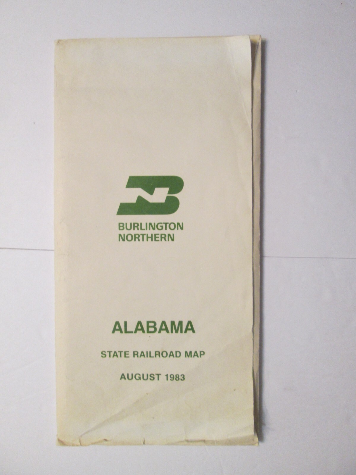 Large Burlington Northern State Railroad Map of Alabama 1983