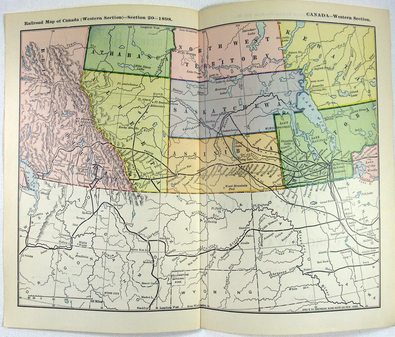 Western Canada – Original 1898 Railroad Map by The American Bank Note Company
