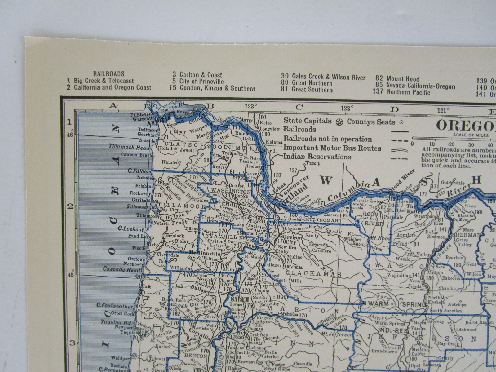 OR 1931 OREGON RAILROAD Map. VALLEY & SILETZ RR, CARLTON & COAST RR, UP, SP
