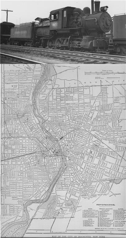 1904 ROCHESTER NEW YORK HISTORY RAILROAD STREET CAR MAP w LV RR OR TROLLEY PHOTO