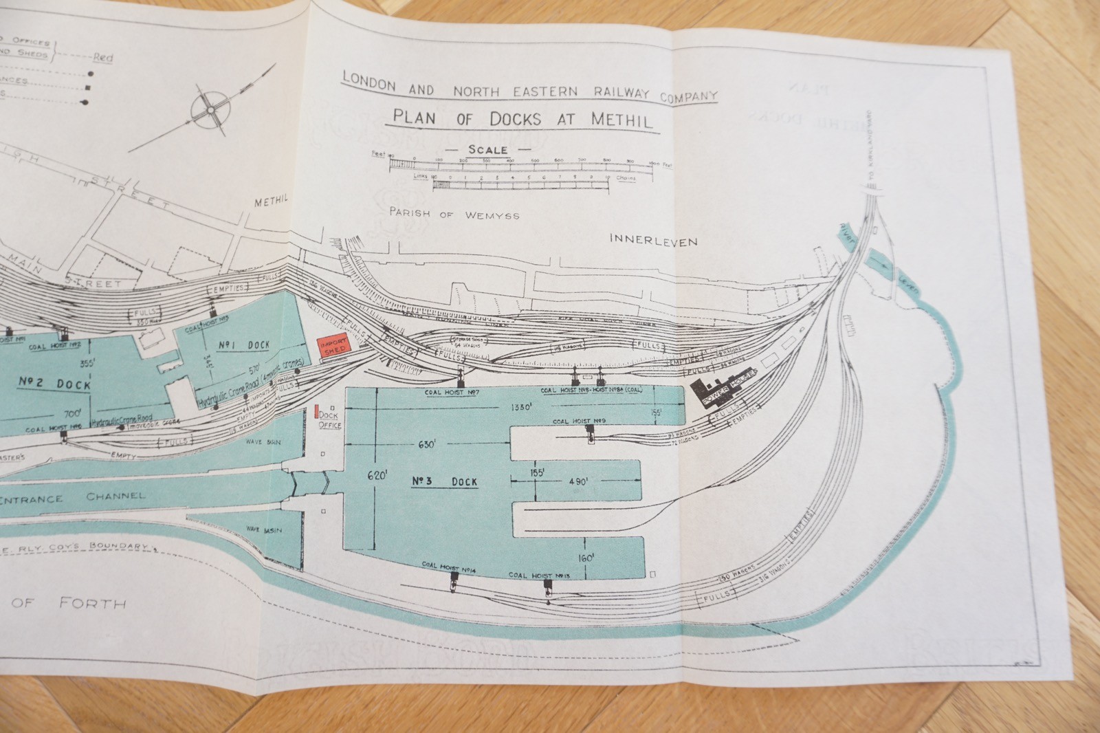 1929 LNER Methil Docks Railway Plan Map