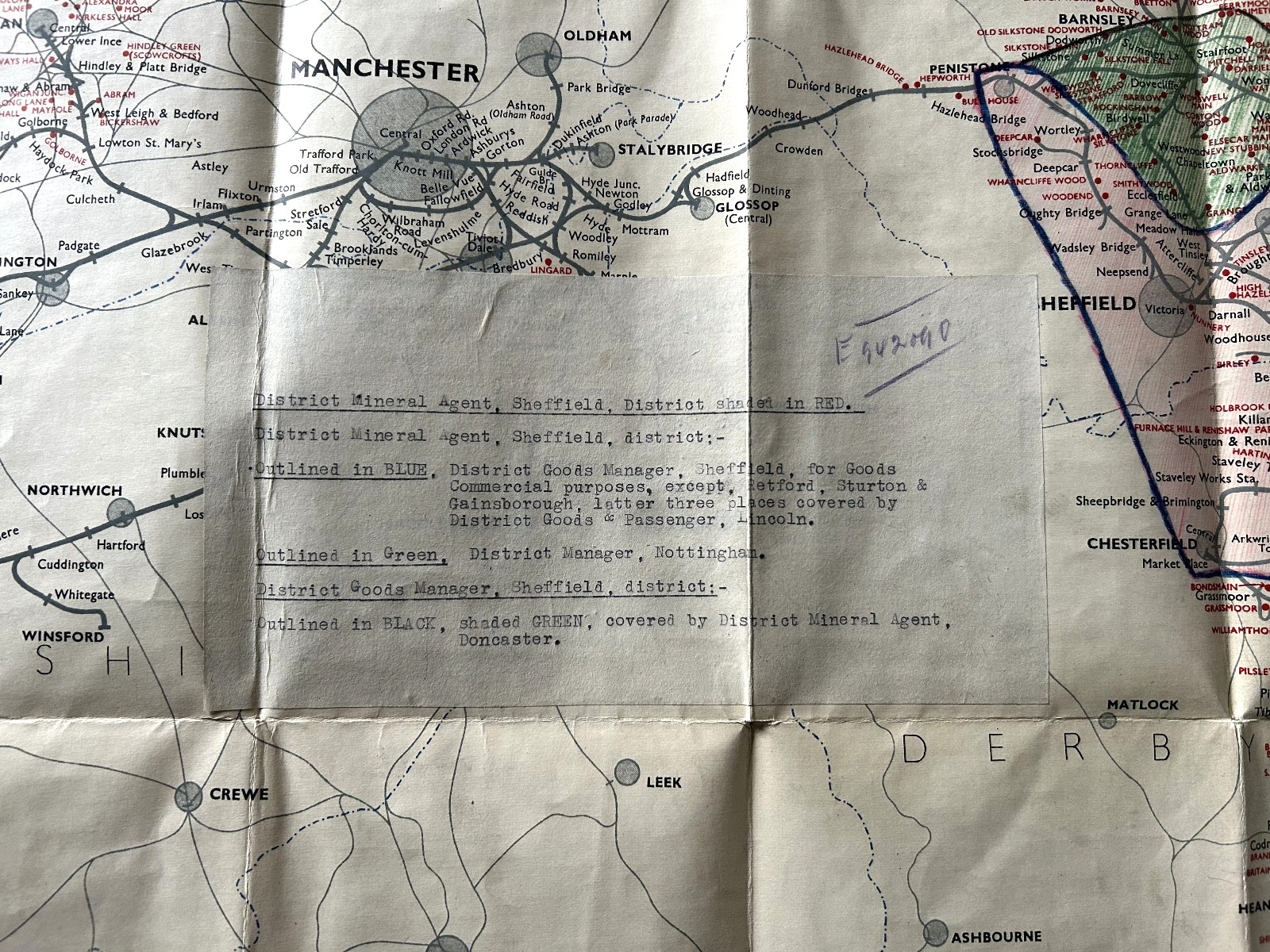 LNER Colliery Railway Map Linen 1936 Yorks Notts Derbys Lancs Cheshire N Wales