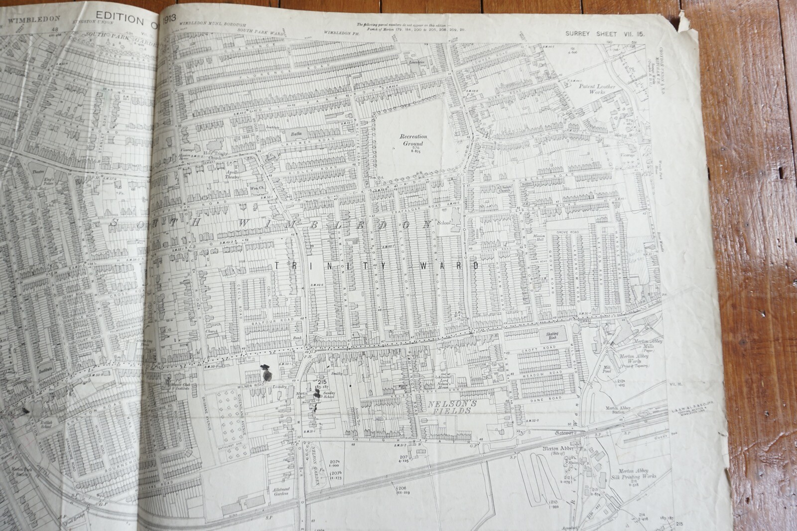 1913 Dundonald South Wimbledon Merton LSWR LBSCR Railway OS Map