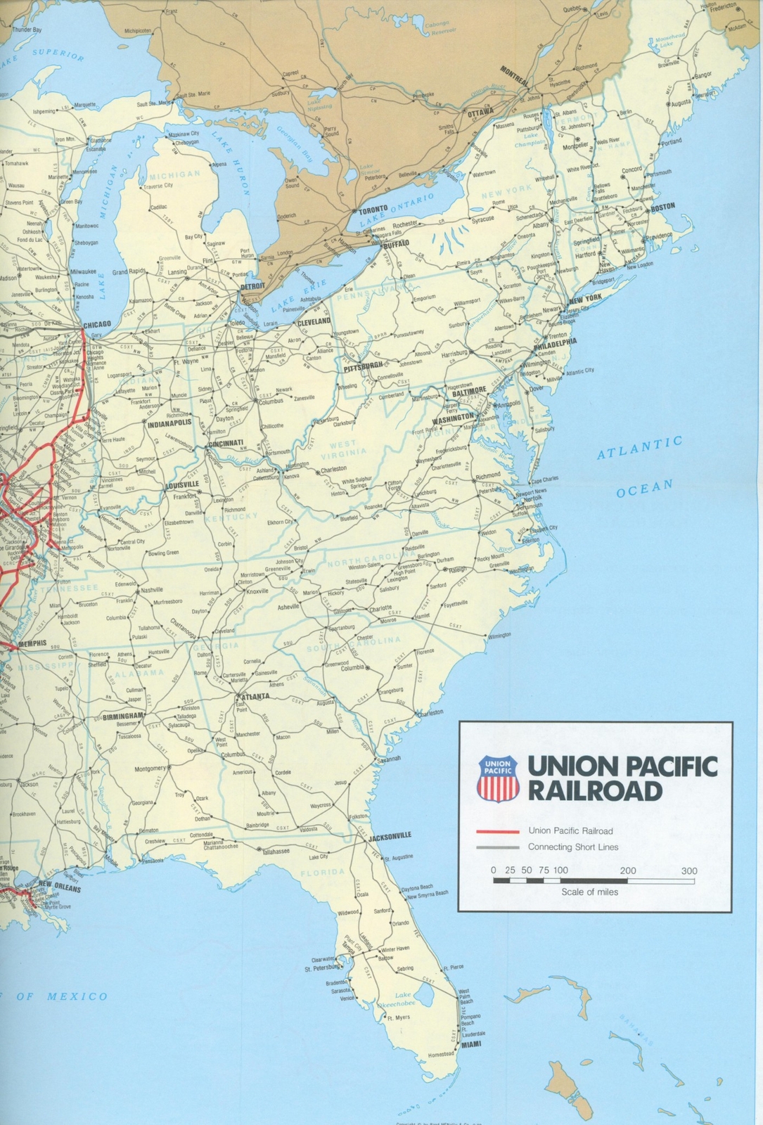 1988 Union Pacific Railroad Original System Map Route Rail Train USA Railway