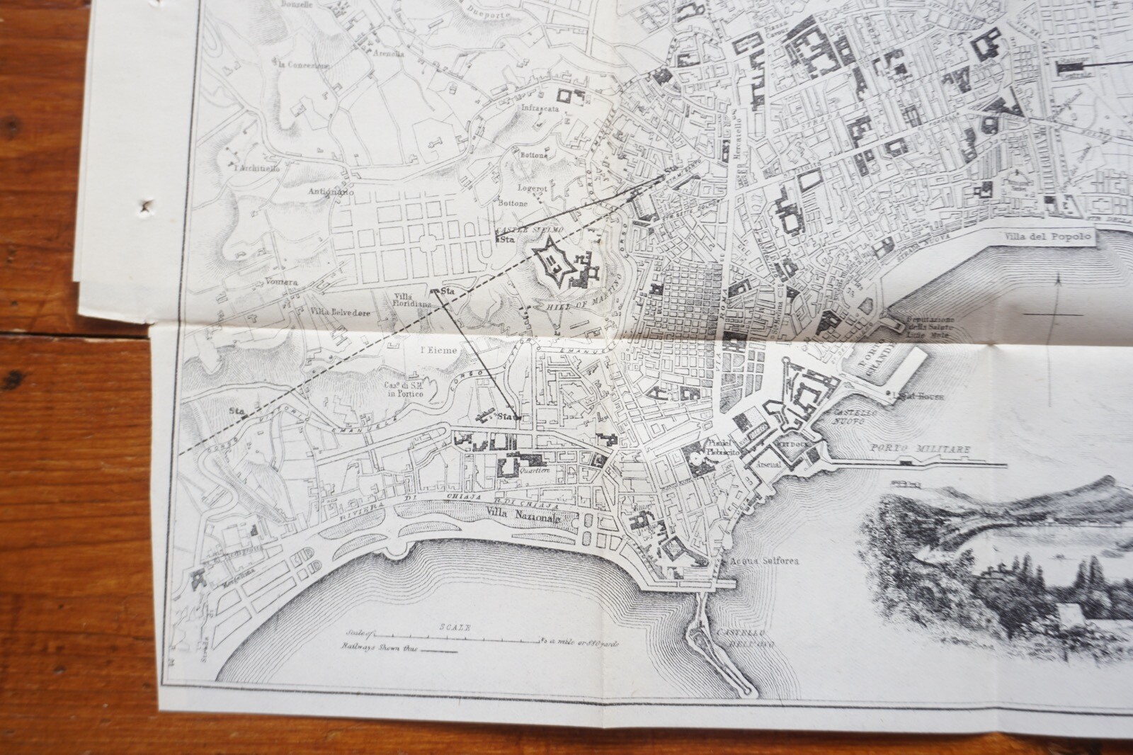 1899 Bradshaws Map of Naples Italy Original Railway Map