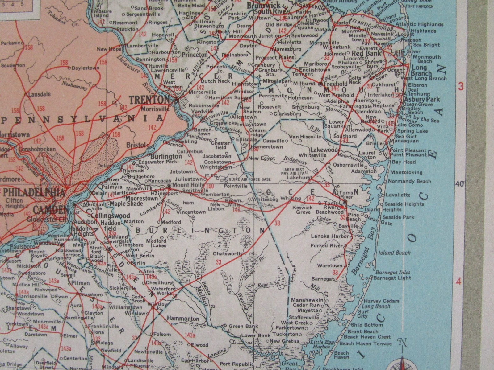NJ NM 1951 NEW JERSEY RAILROAD Map. MORRISTOWN & ERIE RR ~or~ NEW MEXICO