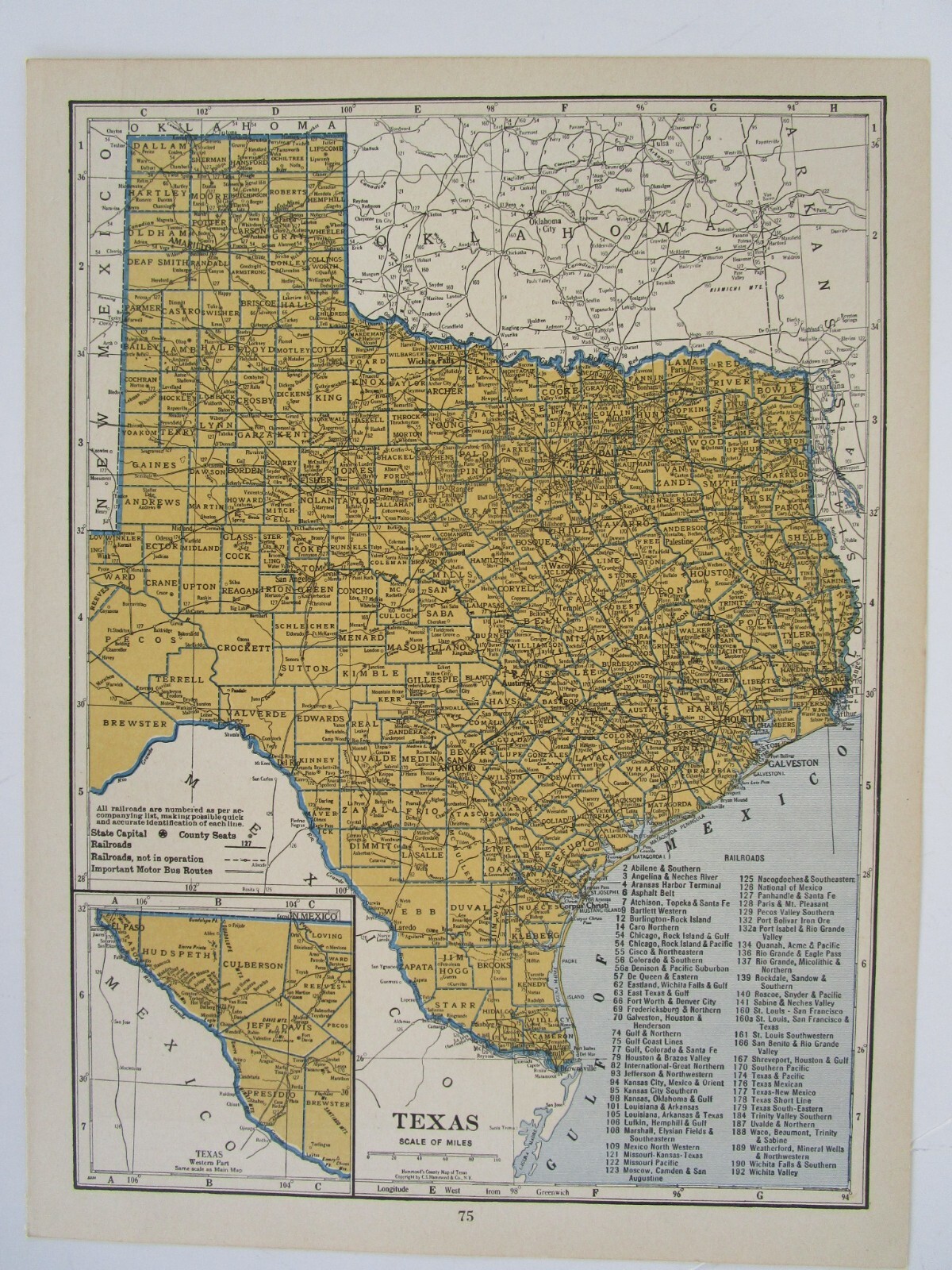 UT TX 1939 UTAH RAILROAD Map. DEEP CREEK RR or TEXAS. SAN BENITO & RIO GRANDE