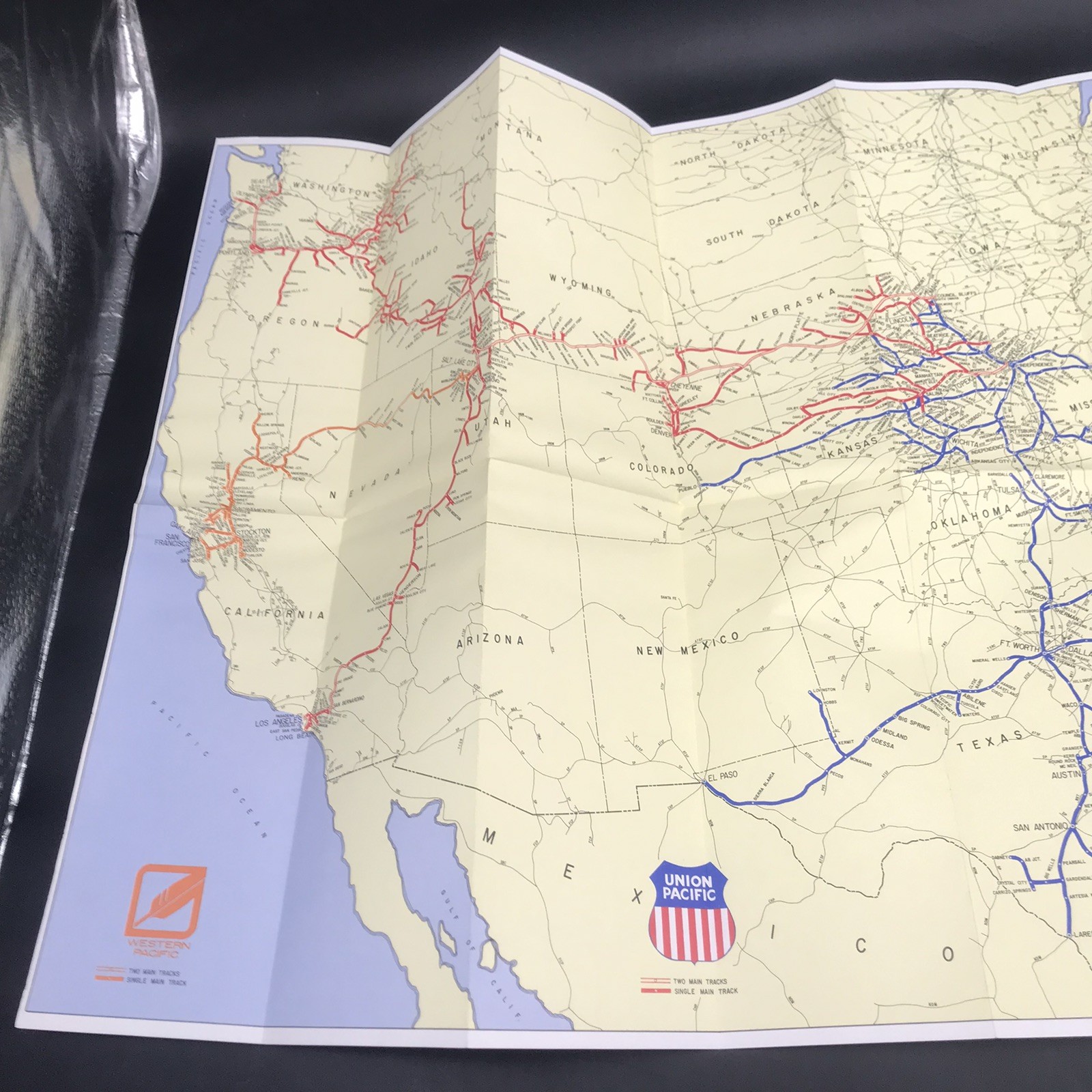 1976 Union Missouri & Western Pacific Railroad UP WP MP MoPac USA Map VTG