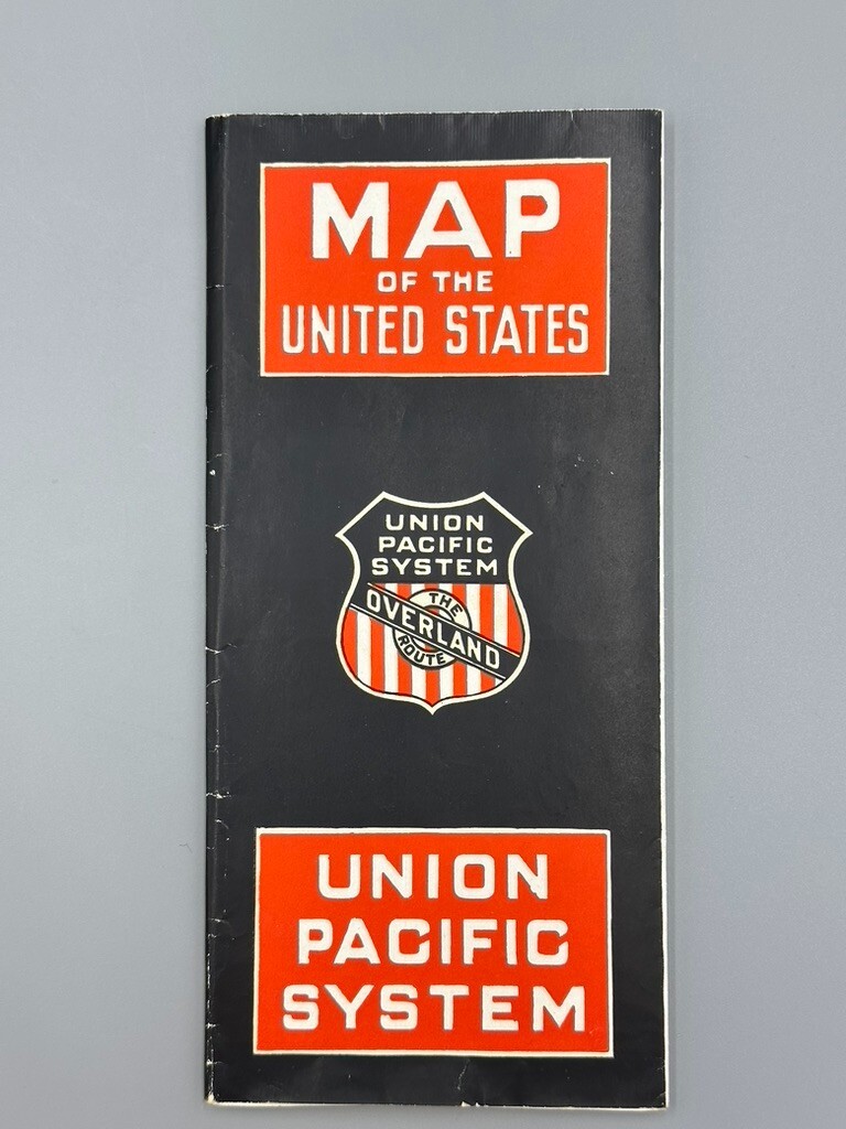 c 1930 MAP of United States UNION PACIFIC RAILROAD Advertising Travel Vintage