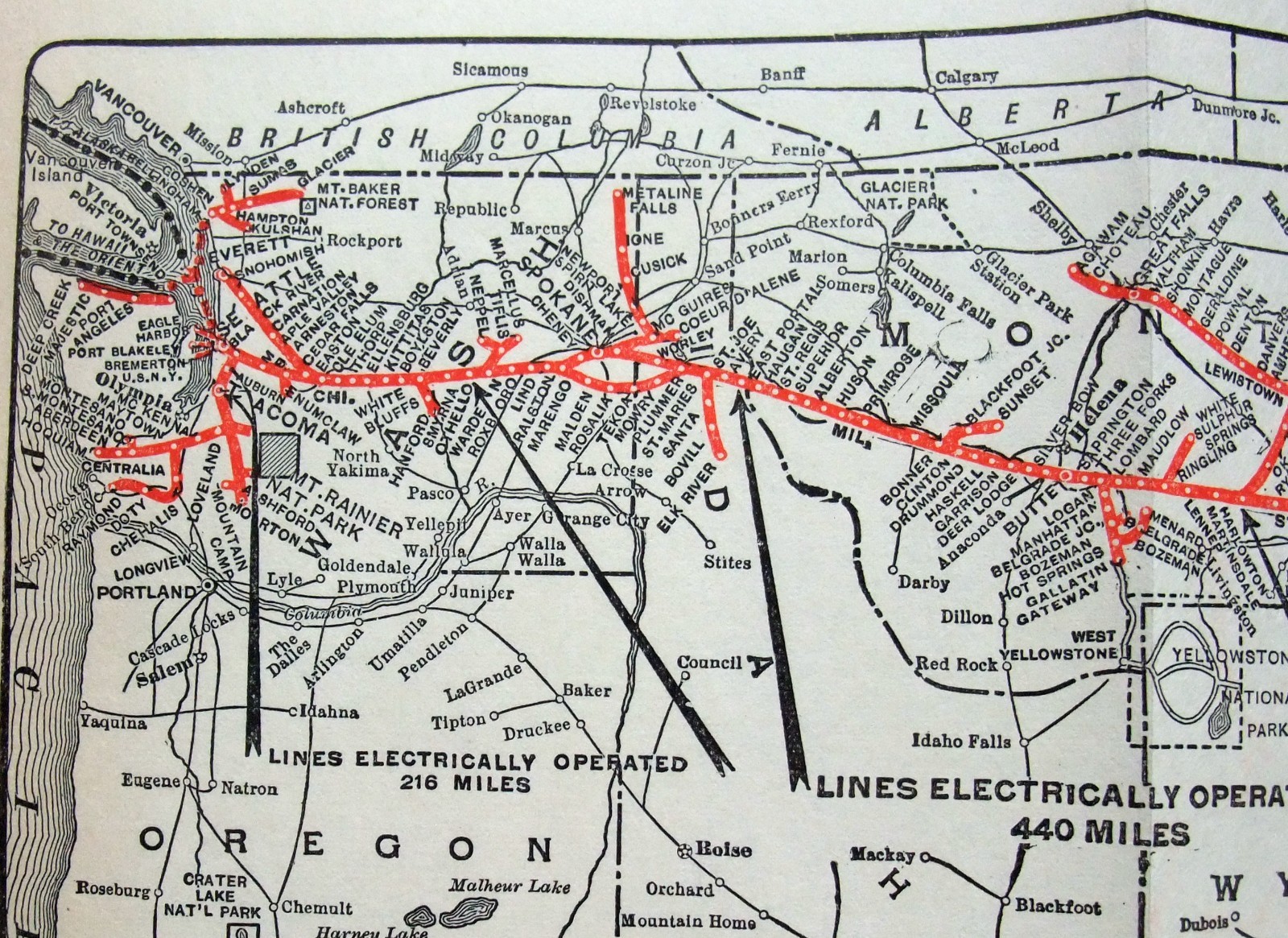 Chicago Milwaukee & St Paul Railroad – Original 1929 System Map. Antique