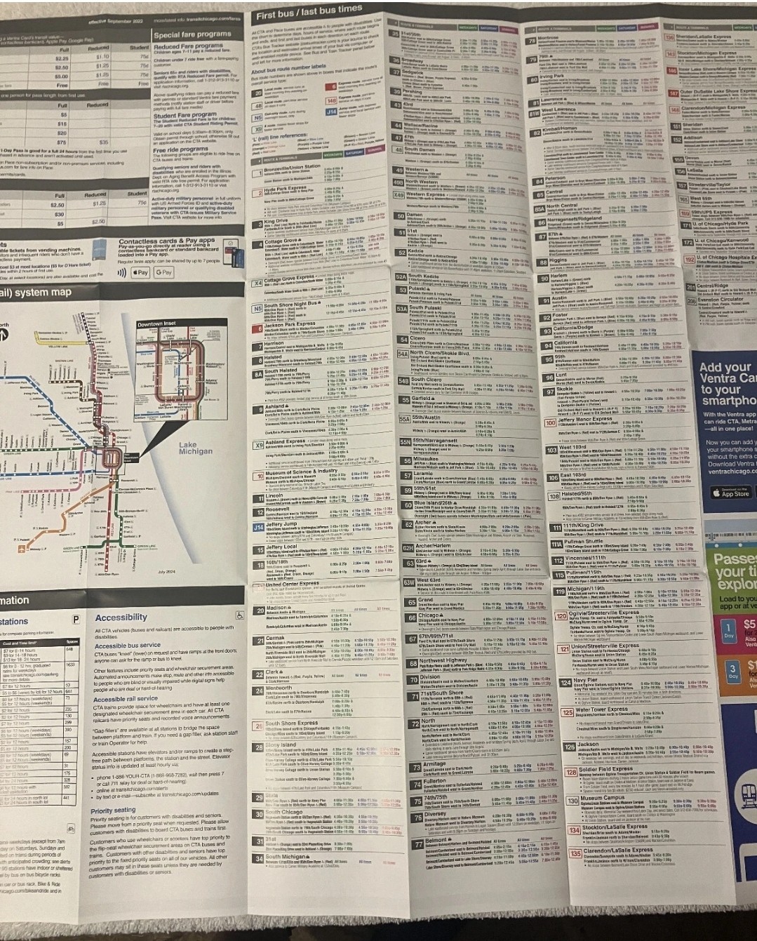 CHICAGO TRANSIT AUTHORITY (CTA) BUS and RAIL “L” MAP July 2024