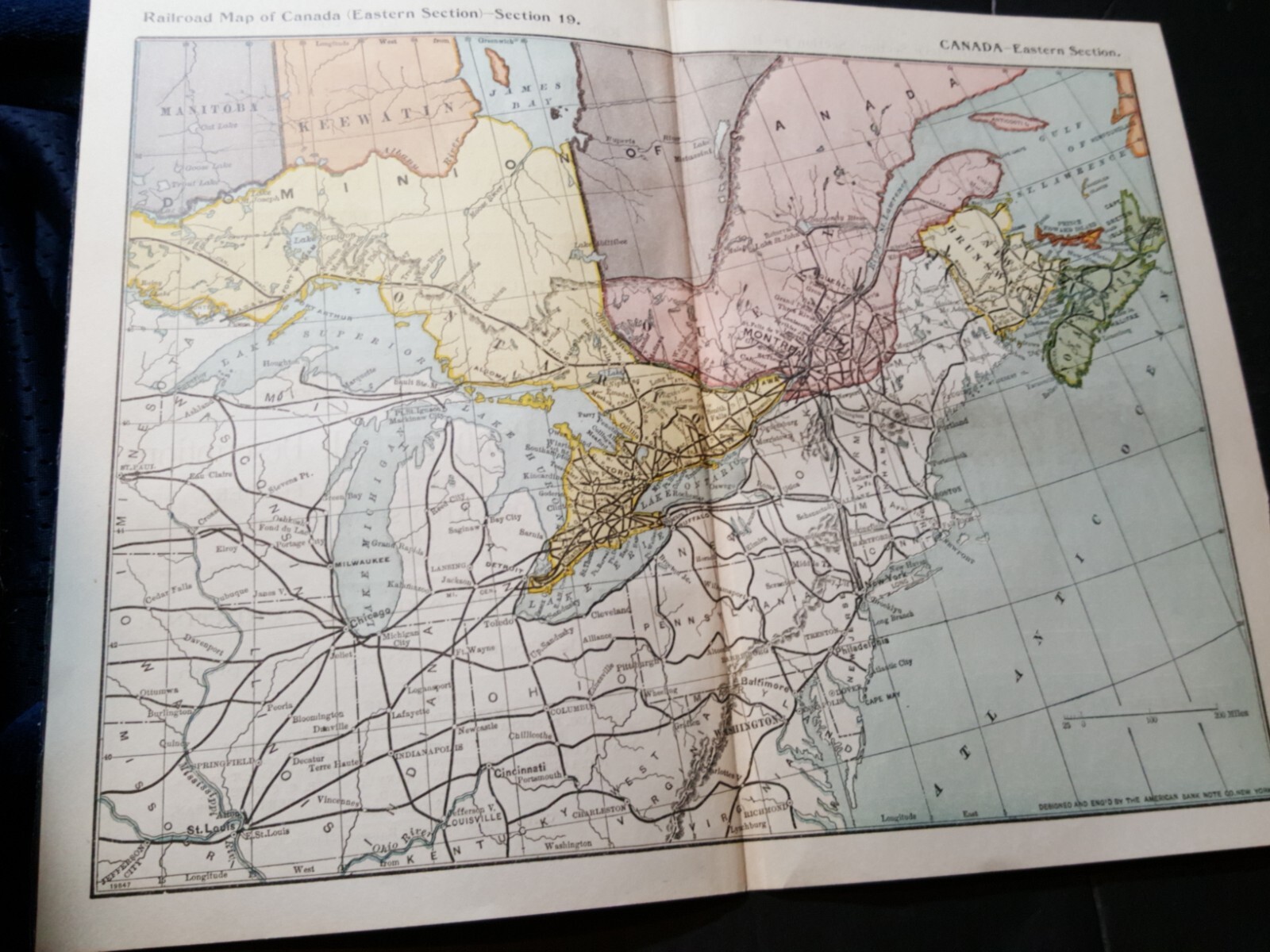 ◇ 1896 original railroad map EASTERN CANADA all routes Halifax Fort Williams
