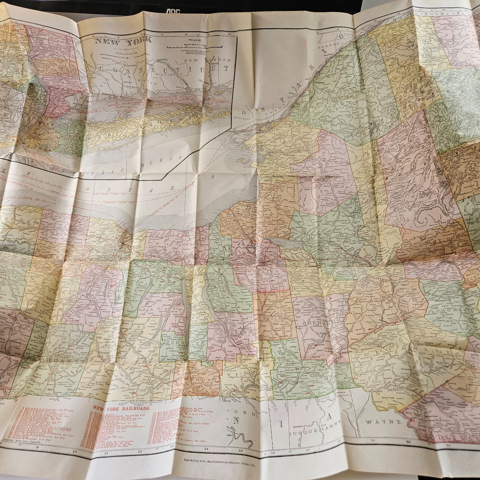 1911 Rand McNally Pocket Guide & Map Of NY & Entire Railroad System