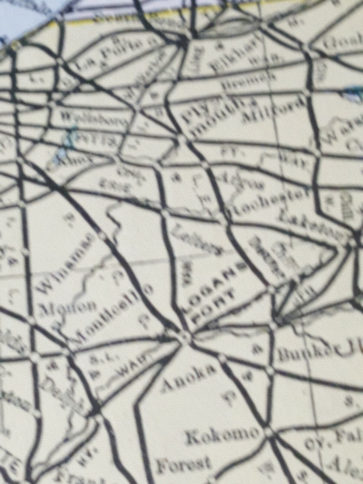 Original 1898 dated INDIANA ILLINOIS railroad map stations & train routes 11″x9″