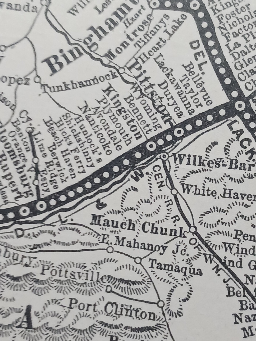 ~1904 Vintage Railway Map LACKAWANNA & WESTERN RAILROAD All Routes & Stations