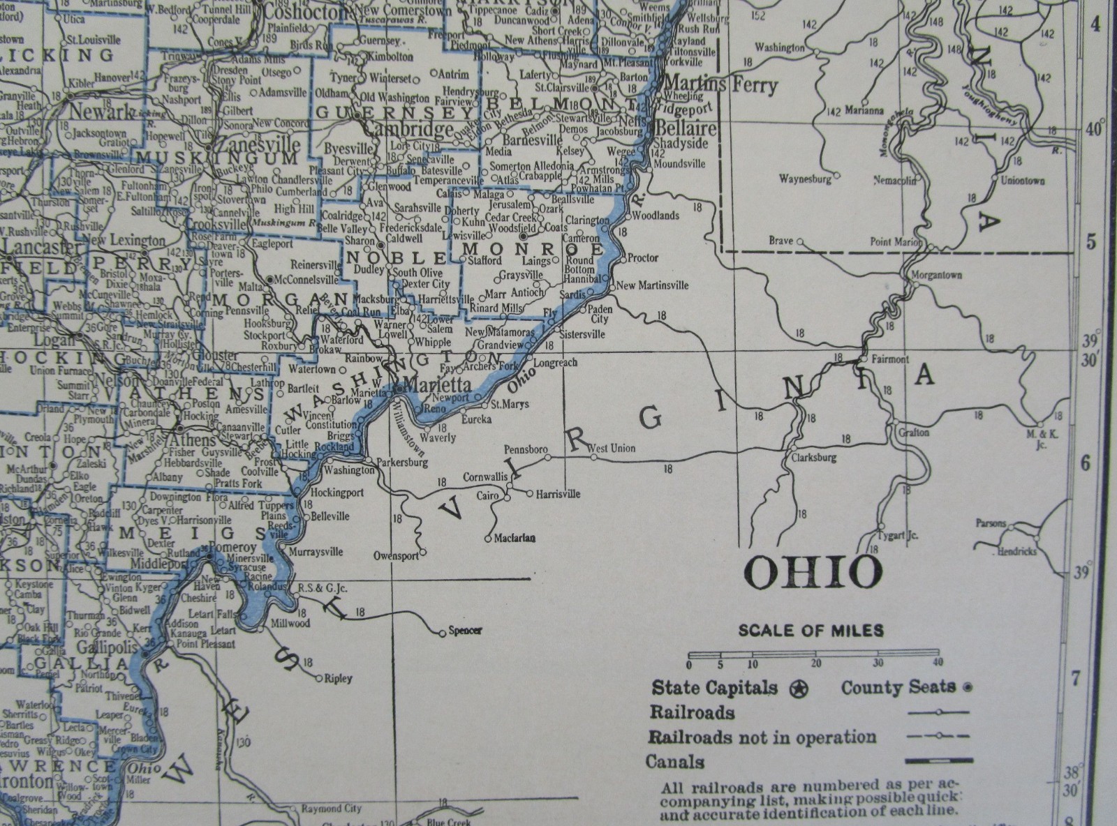 ND OH GREAT DEPRESSION ERA 1931 NORTH DAKOTA RAILROAD Map. C&NW SOO NP ~or~ OHIO