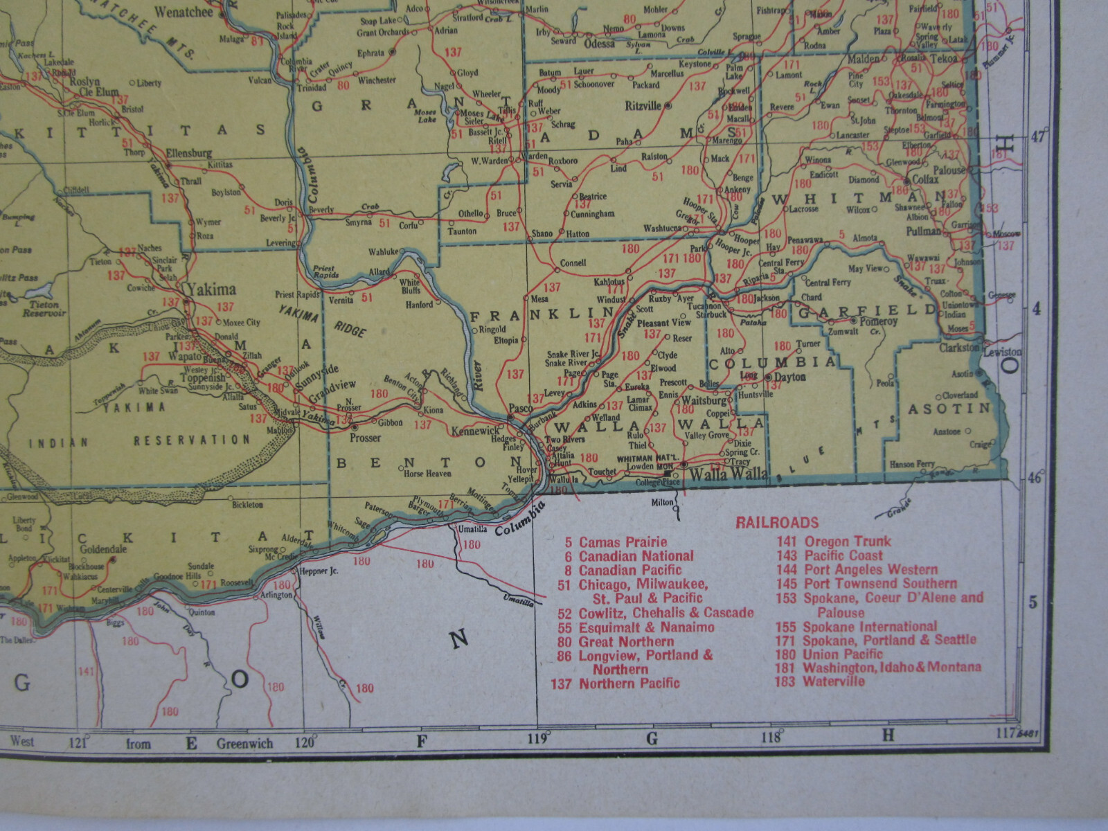 WV WA Vtg 1945 WEST VIRGINIA RAILROAD Map ROWLESBURG & SOUTHERN RR or WASHINGTON