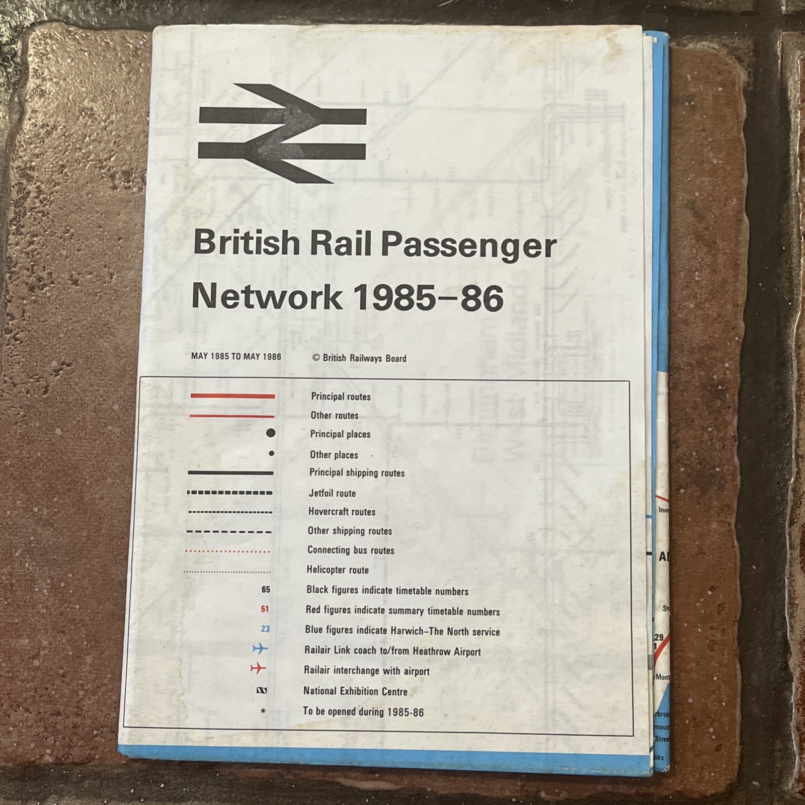 British Rail Passenger Map 1985-86 London, Midlands, Wales, Scotland Leeds Maps