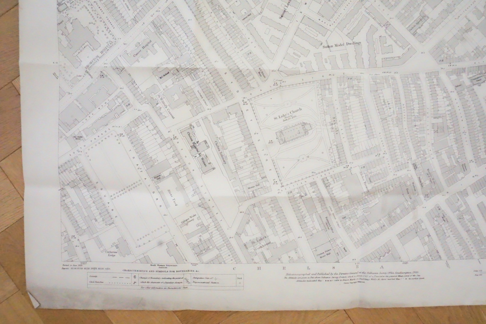 1919 Sutton Chelsea Brompton London Railway OS Railway Map **
