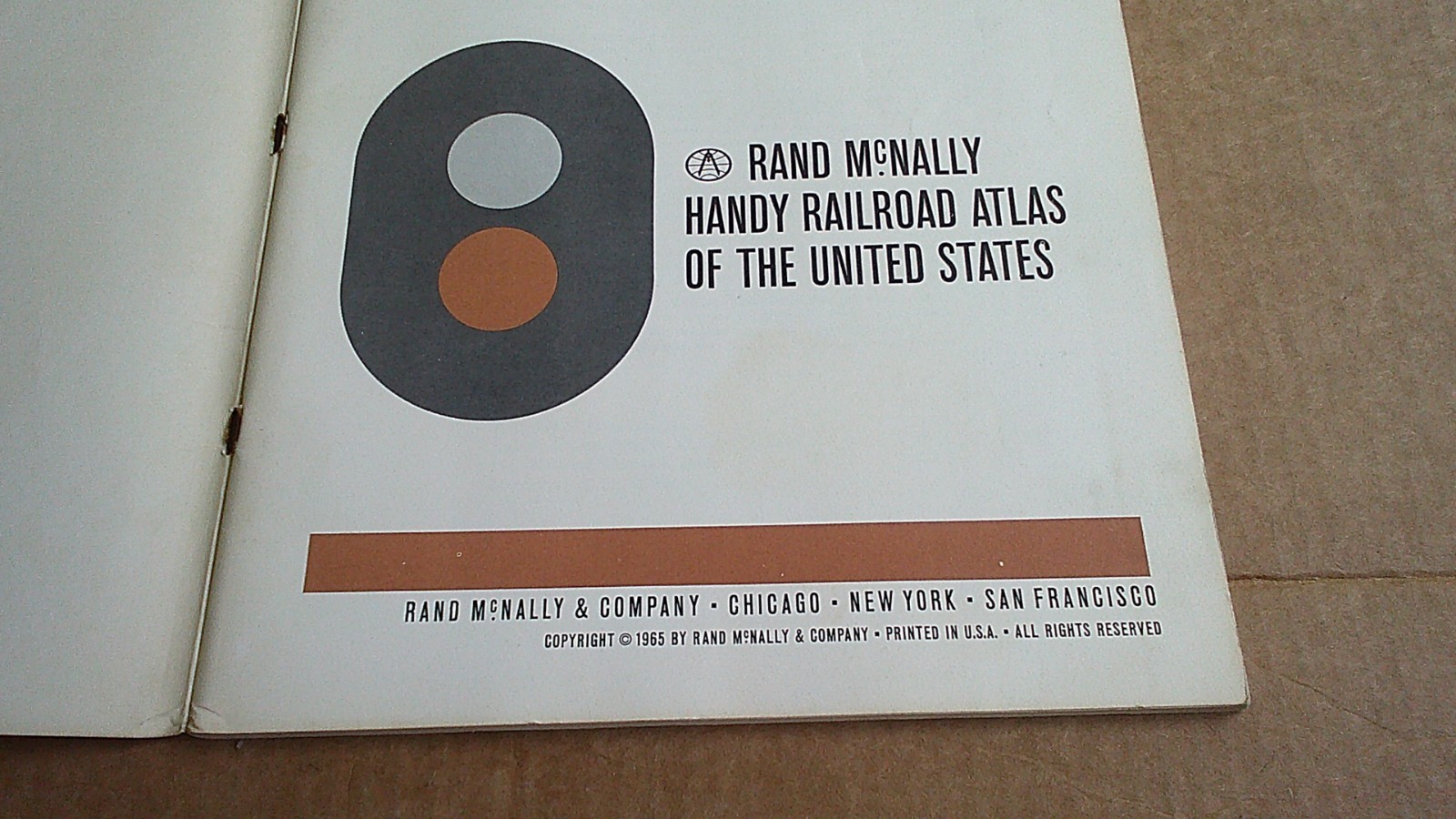 1965 USA Rand McNally Handy Railroad Atlas Map of the United States