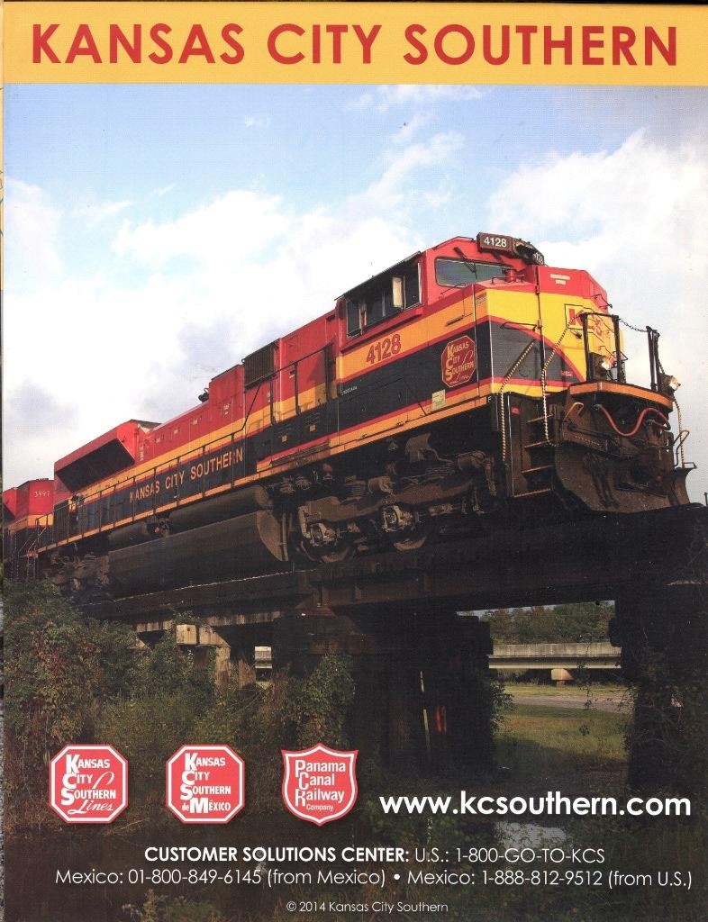 2014 KCS Kansas City Southern Railroad system map – MINT & UNUSED