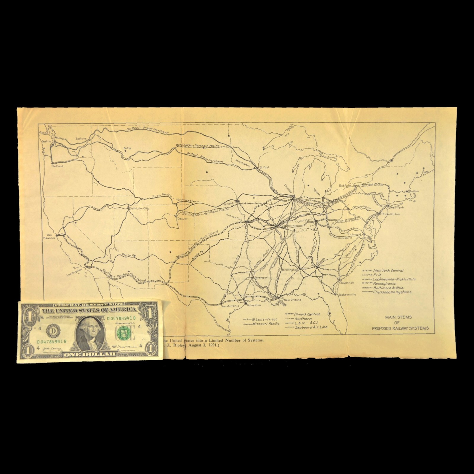 Antique Railroad Map Proposed Consolidated RR Merger Plan Ripley RARE Original