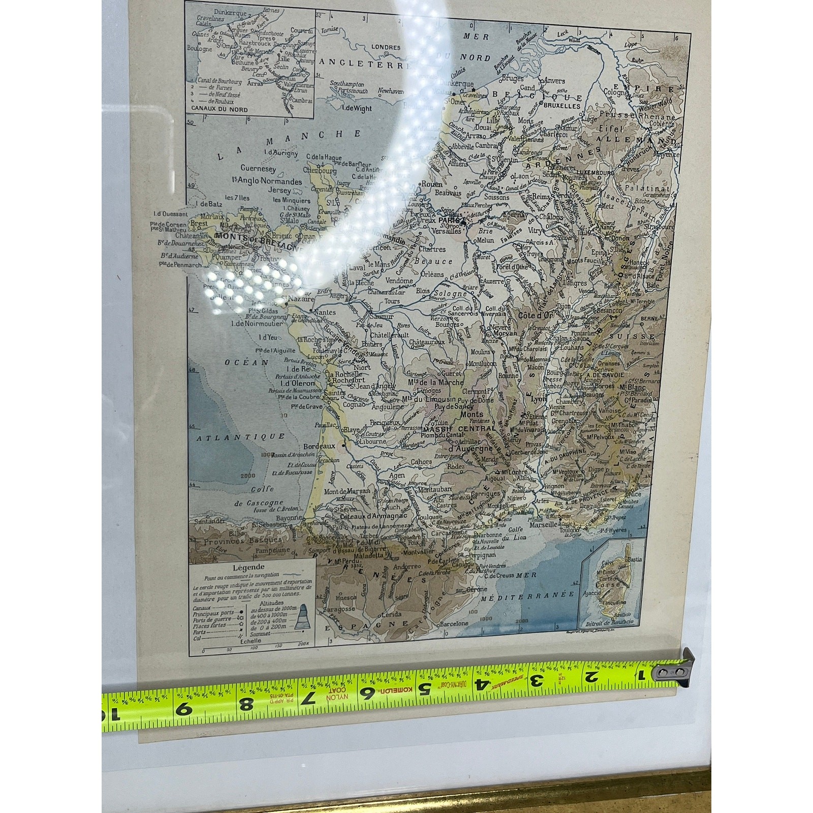 Vintage Gold Framed France Railroads and Waterways Maps from “Le Noveau Larousse