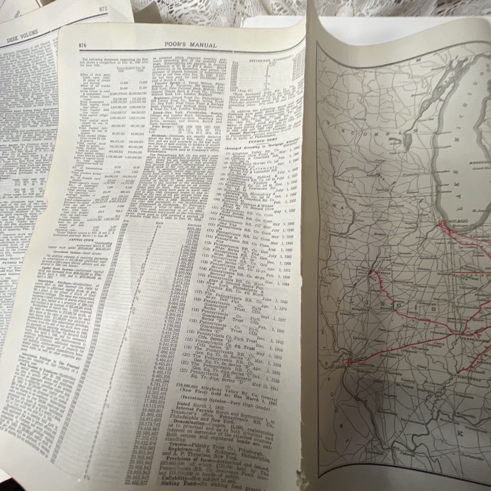 Pennsylvania Railroad – Original 1931 System Map. Antique