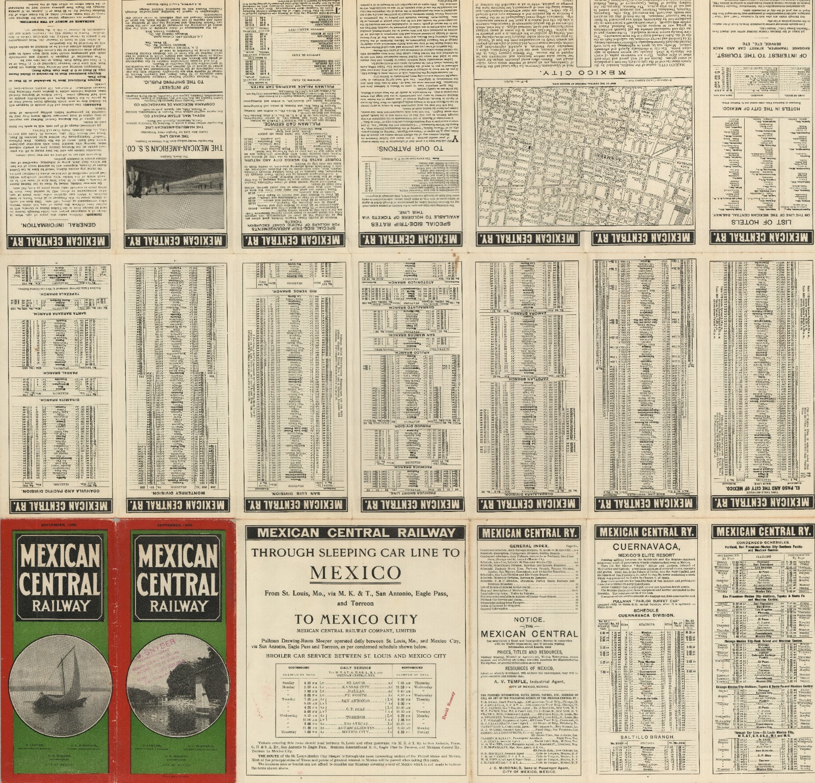 1908 Poole Bros. Promotional Map of Mexico, Mexican Central Railway