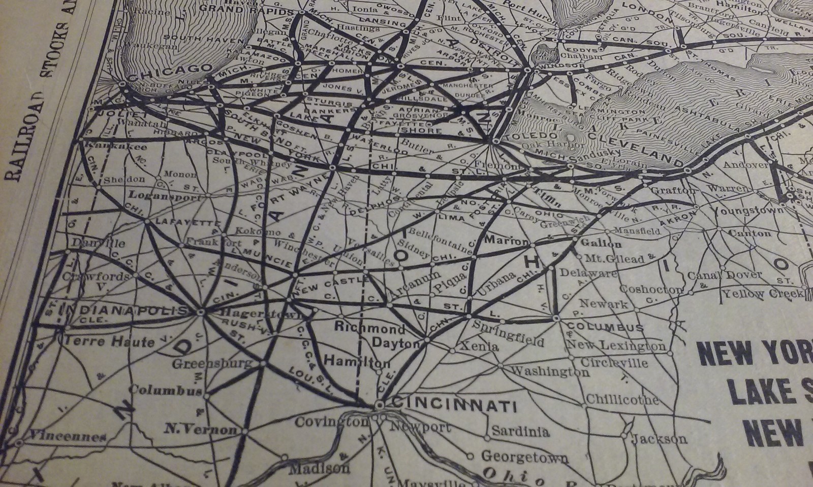 Rare 1903 Railroad Map VANDERBILT Lines New York-Chicago Railroad System &Routes