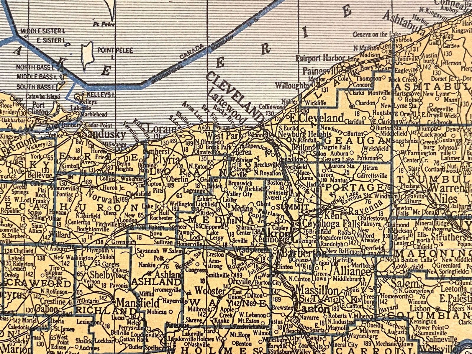 NORTH DAKOTA & OHIO c 1935 County & Railroad Maps. Hammond & Co. 9×12″ VG-F