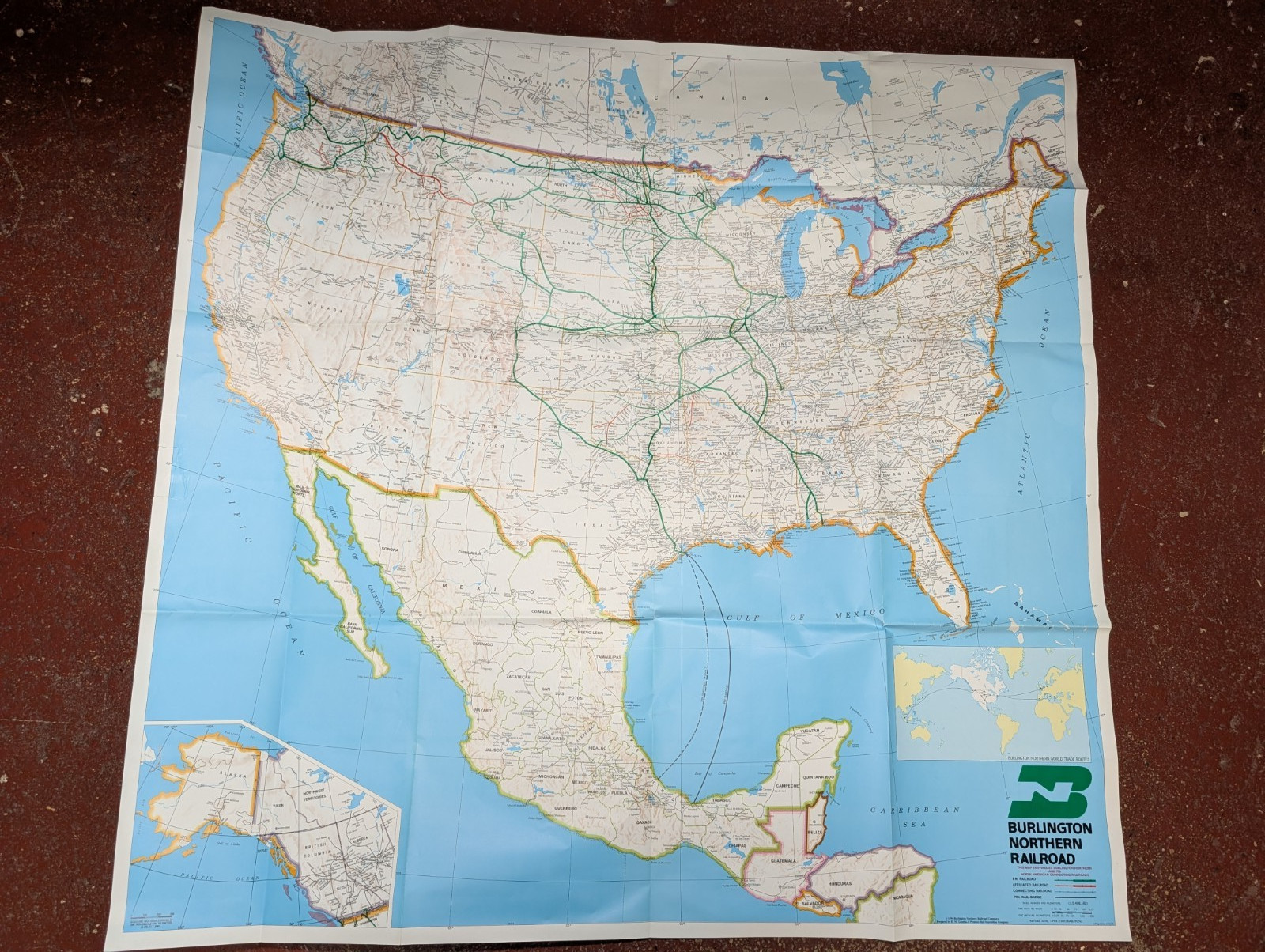 BN ORIGINAL BN BURLINGTON NORTHERN SYSTEM MAP FROM 1994