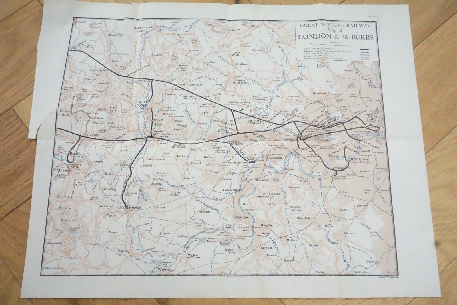 1913 GWR London & Suburban Original Railway Map Metropolitan District