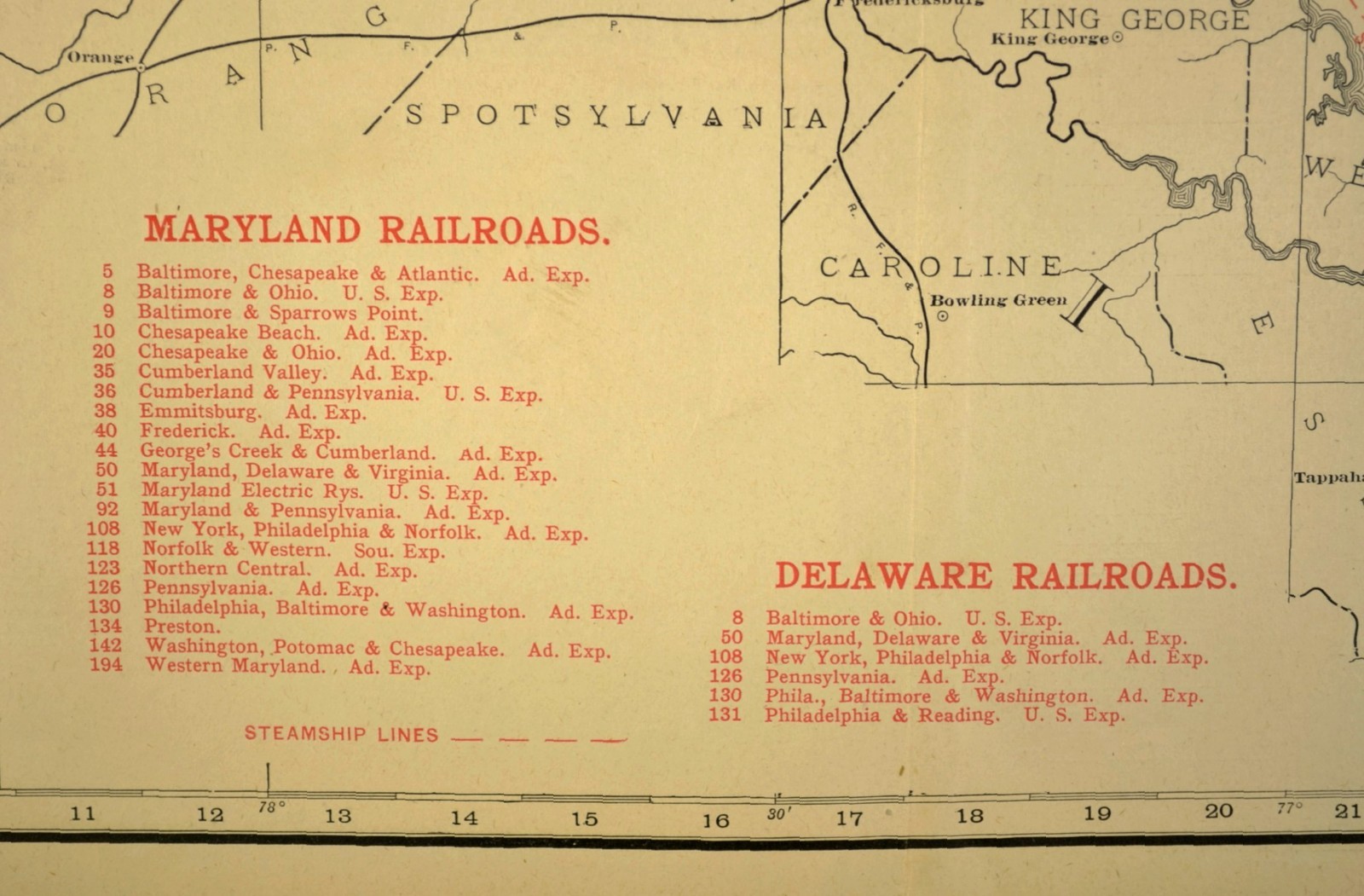 1911 Antique Maryland Railroad Map of Delaware ORIGINAL Atlas Map DATED