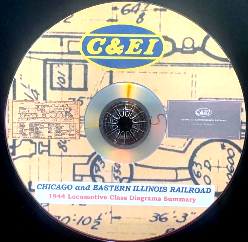 Chicago & Eastern Illinois Railroad 1944 Steam Diagram Summary PDF Pages on DVD