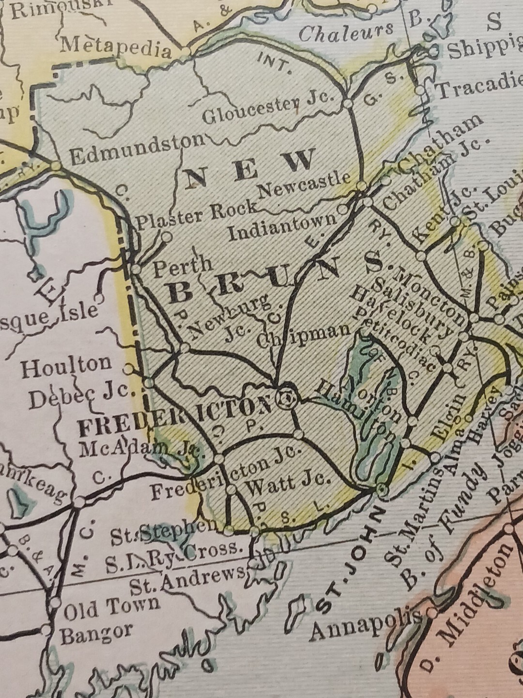 1902 Train Route Map Eastern Canada Railroad All Lines Station Towns 11×9″ Dated